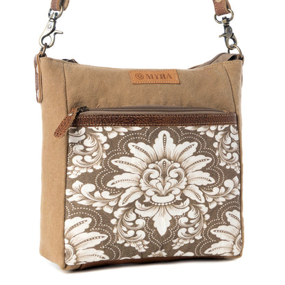 Myra Crestbloom Vintage Crossbody Bag for Women in olive with print detail Myra USA