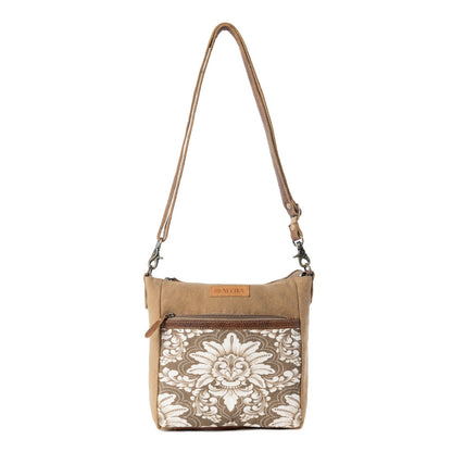 Myra Crestbloom Vintage Crossbody Bag for Women in olive with print detail Myra USA