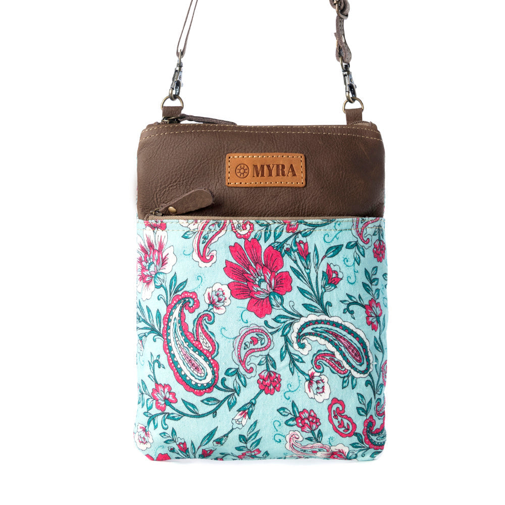 Myra Paisley Spring Floral Crossbody Bag for Women in turquoise with print Myra USA
