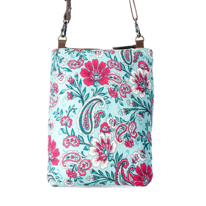 Myra Paisley Spring Floral Crossbody Bag for Women in turquoise with print Myra USA