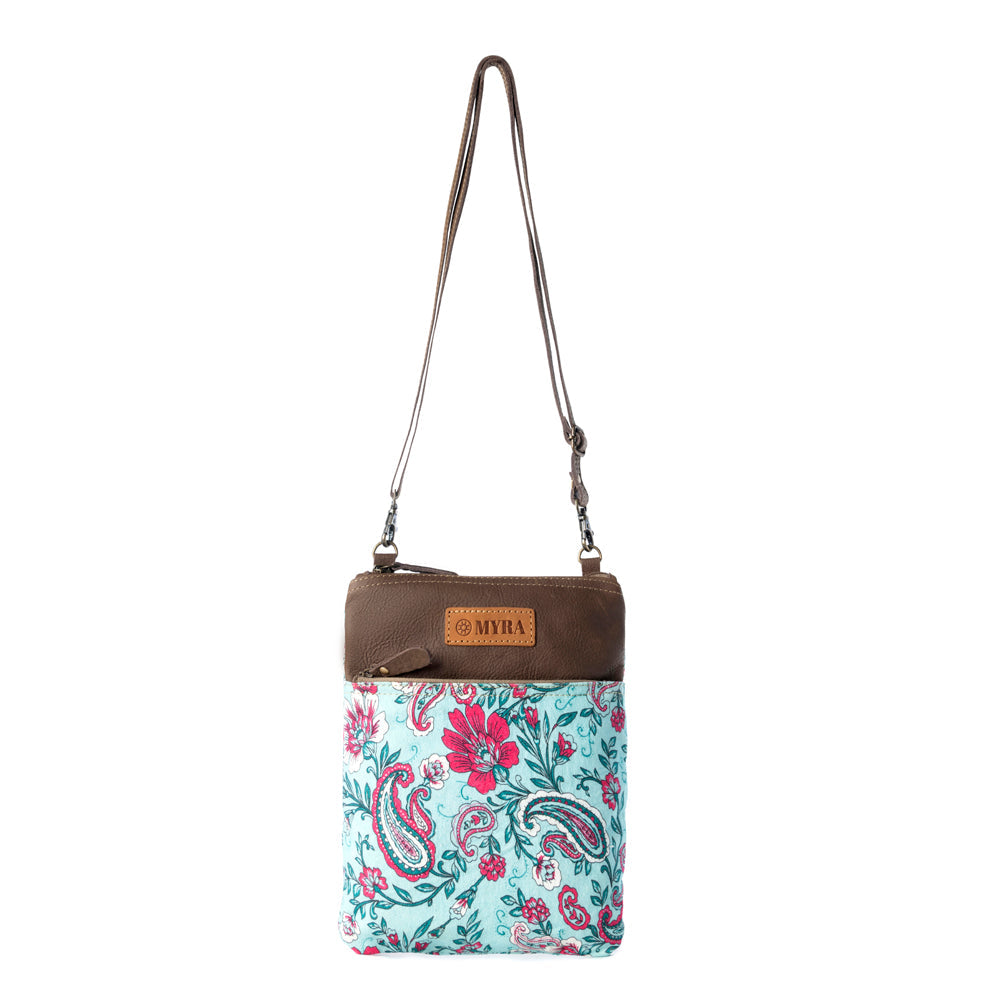Myra Paisley Spring Floral Crossbody Bag for Women in turquoise with print Myra USA