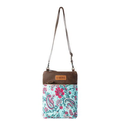 Myra Paisley Spring Floral Crossbody Bag for Women in turquoise with print Myra USA