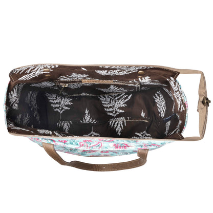 Myra Pinkpaisley upcycled canvas Tote Bag for Women in pink with leather detail Myra USA