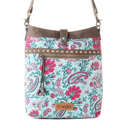 Myra Aspendale upcycled canvas Bag for Women Blue with leather details Myra USA