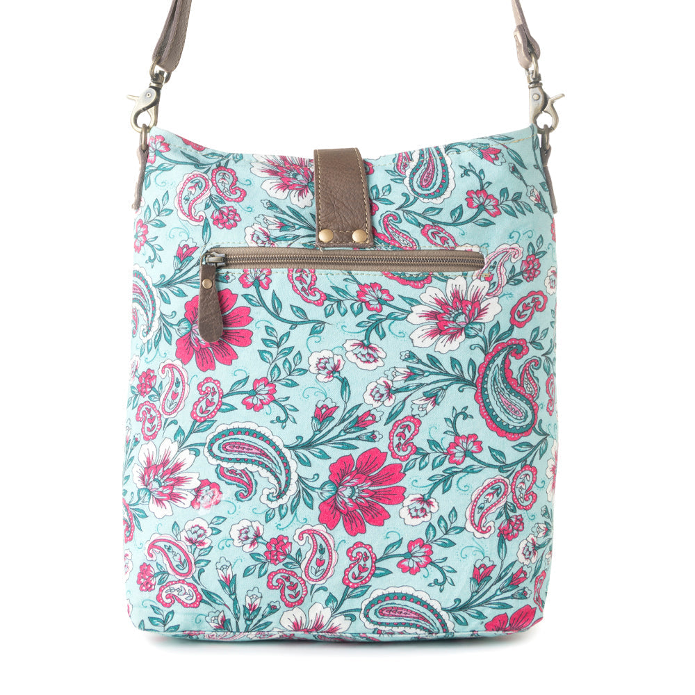 Myra Aspendale upcycled canvas Bag for Women Blue with leather details Myra USA