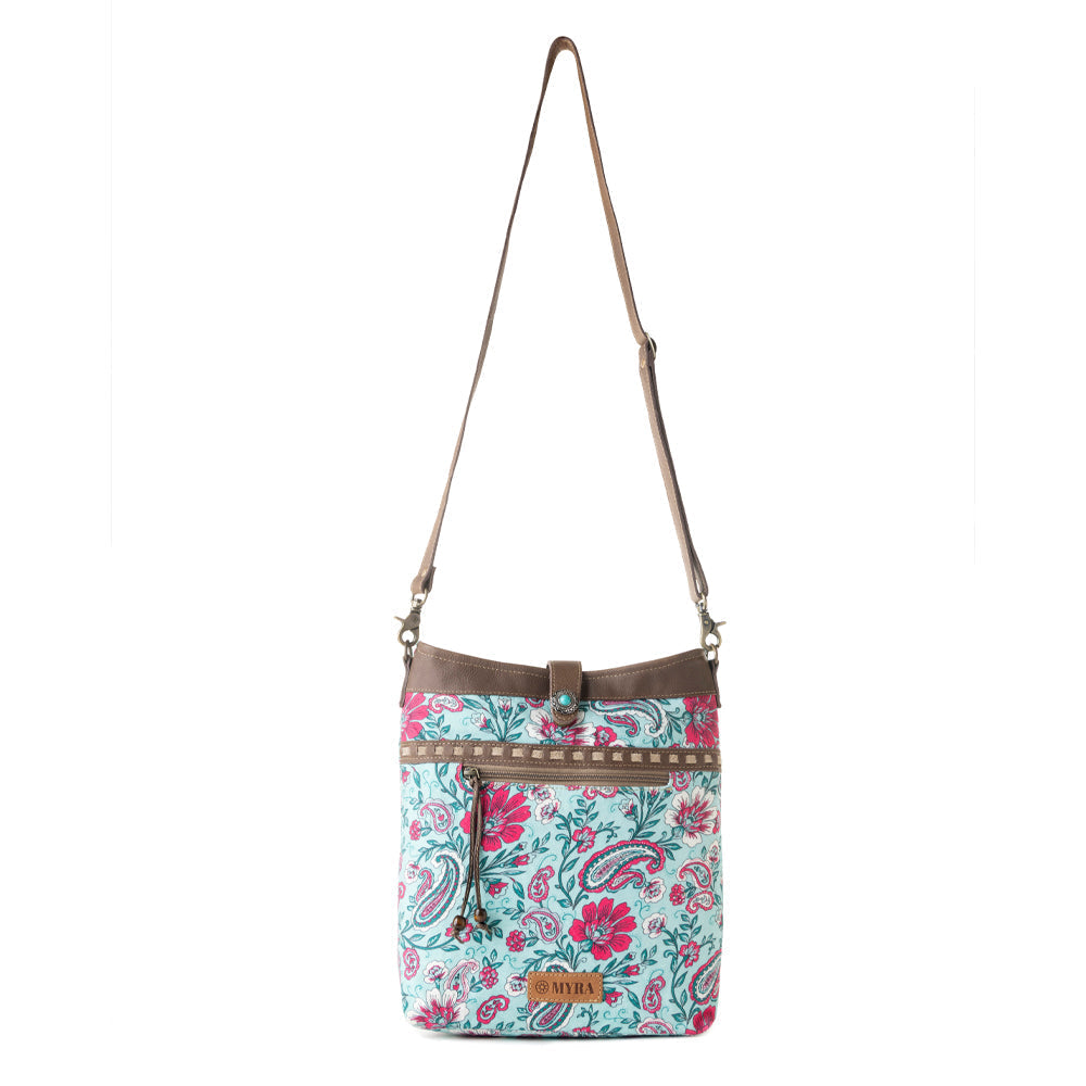 Myra Aspendale upcycled canvas Bag for Women Blue with leather details Myra USA