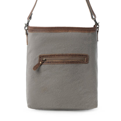 Myra Sagebrook Jacquard upcycled canvas Bag for Women in sage with leather detail Myra USA