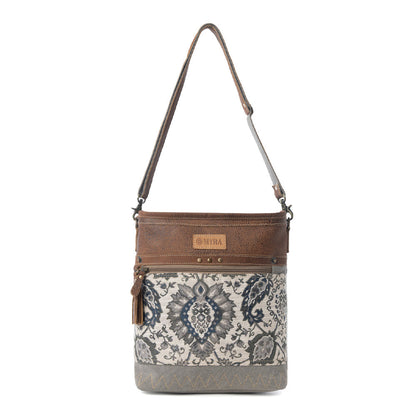 Myra Sagebrook Jacquard upcycled canvas Bag for Women in sage with leather detail Myra USA