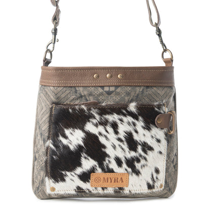 Myra Aztec Hide Western Crossbody Bag for Women in olive with hairon detail Myra USA