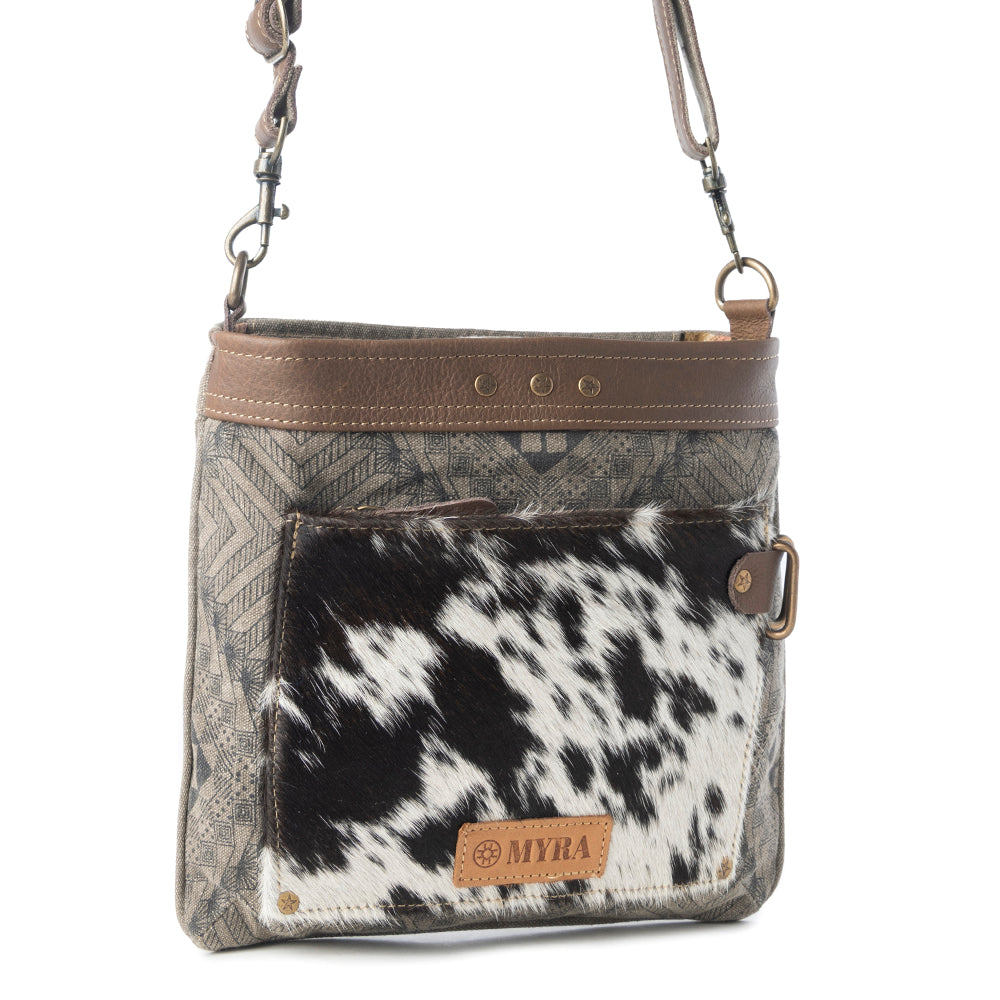 Myra Aztec Hide Western Crossbody Bag for Women in olive with hairon detail Myra USA