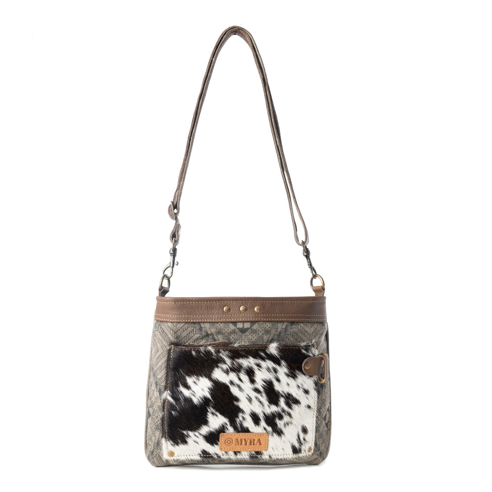 Myra Aztec Hide Western Crossbody Bag for Women in olive with hairon detail Myra USA