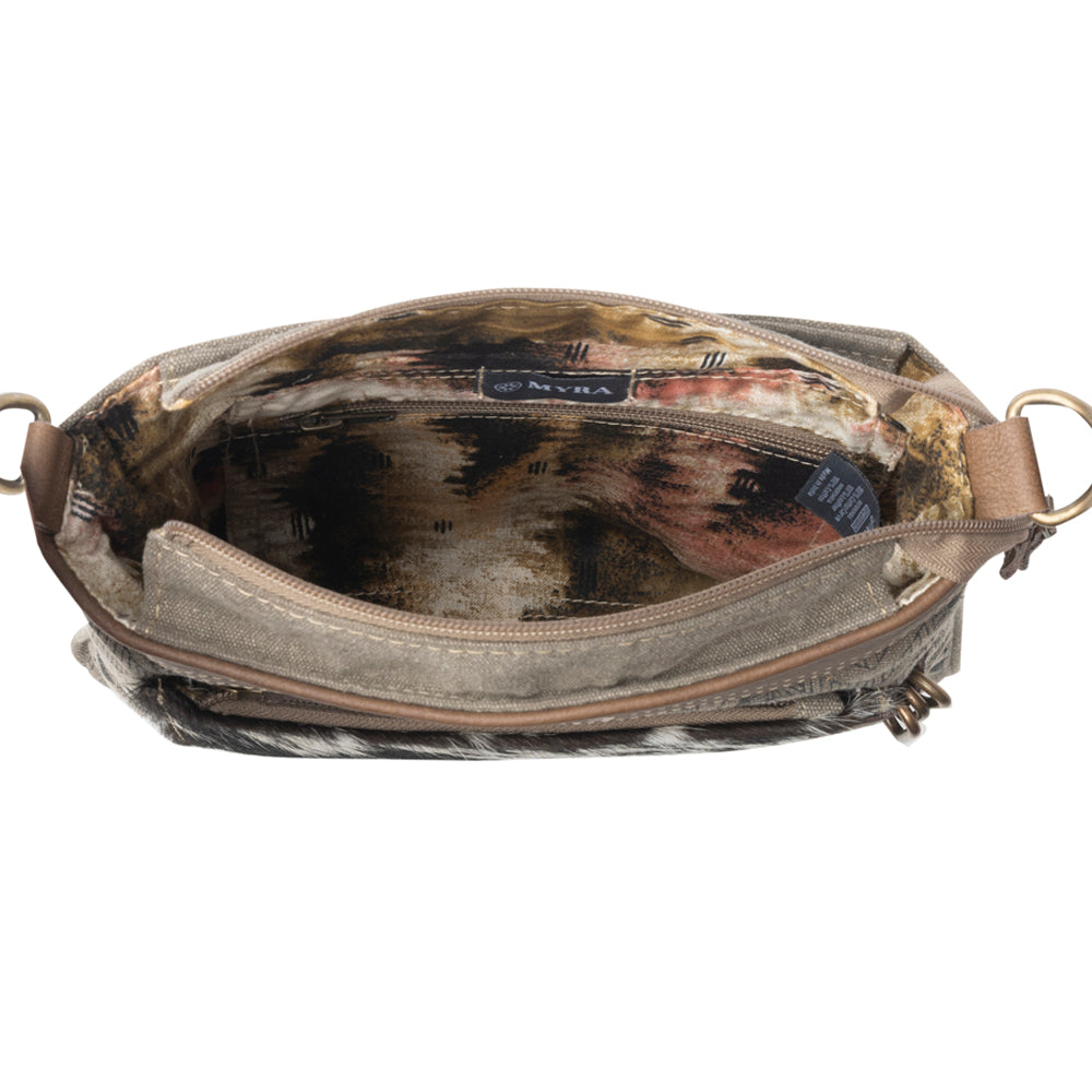 Myra Aztec Hide Western Crossbody Bag for Women in olive with hairon detail Myra USA