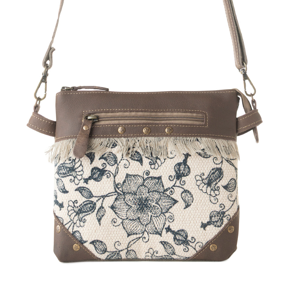 Myra Inkwild Vintage Crossbody Bag for Women in ivory with fringe detail Myra USA