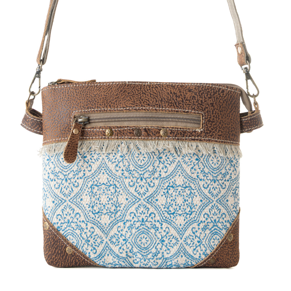 Myra Inkwild Vintage Crossbody Bag for Women in blue with fringe detail Myra USA