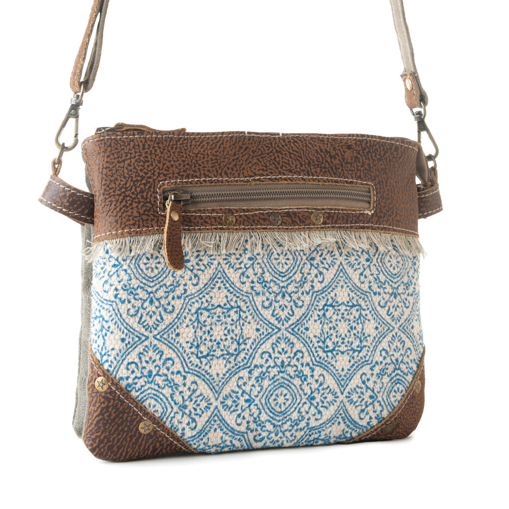 Myra Inkwild Vintage Crossbody Bag for Women in blue with fringe detail Myra USA