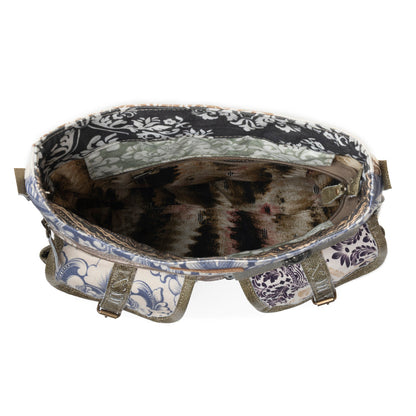 Myra Le Fleur Bel Cowgirl Shoulder Bag for Women in blue floral with leather and Concho details Myra USA