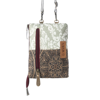 Myra Wild Baroque Phone Crossbody in black with leather detail Myra USA