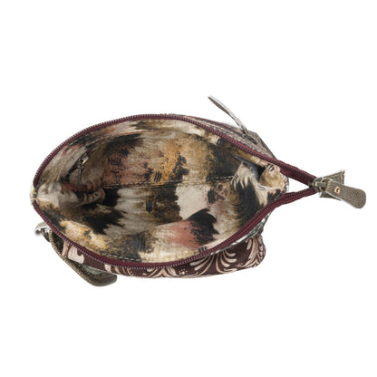 Myra Wild Baroque Phone Crossbody in black with leather detail Myra USA