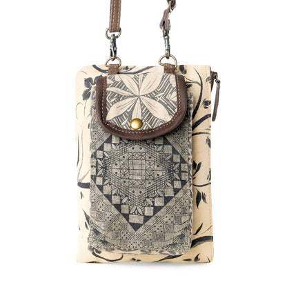 Myra Vine Nouveau Western Phone Crossbody in sage with leather detail Myra USA