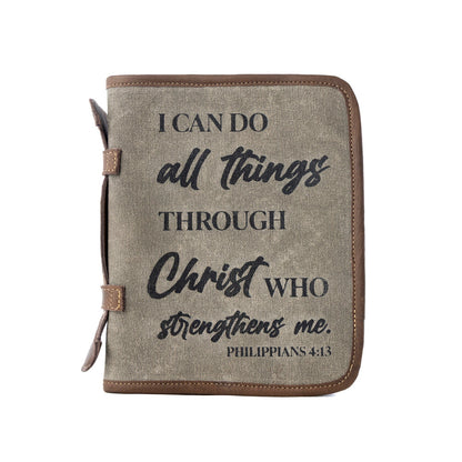 Myra Graceword Western Bible Cover in olive with flap closure and leather detail Myra USA