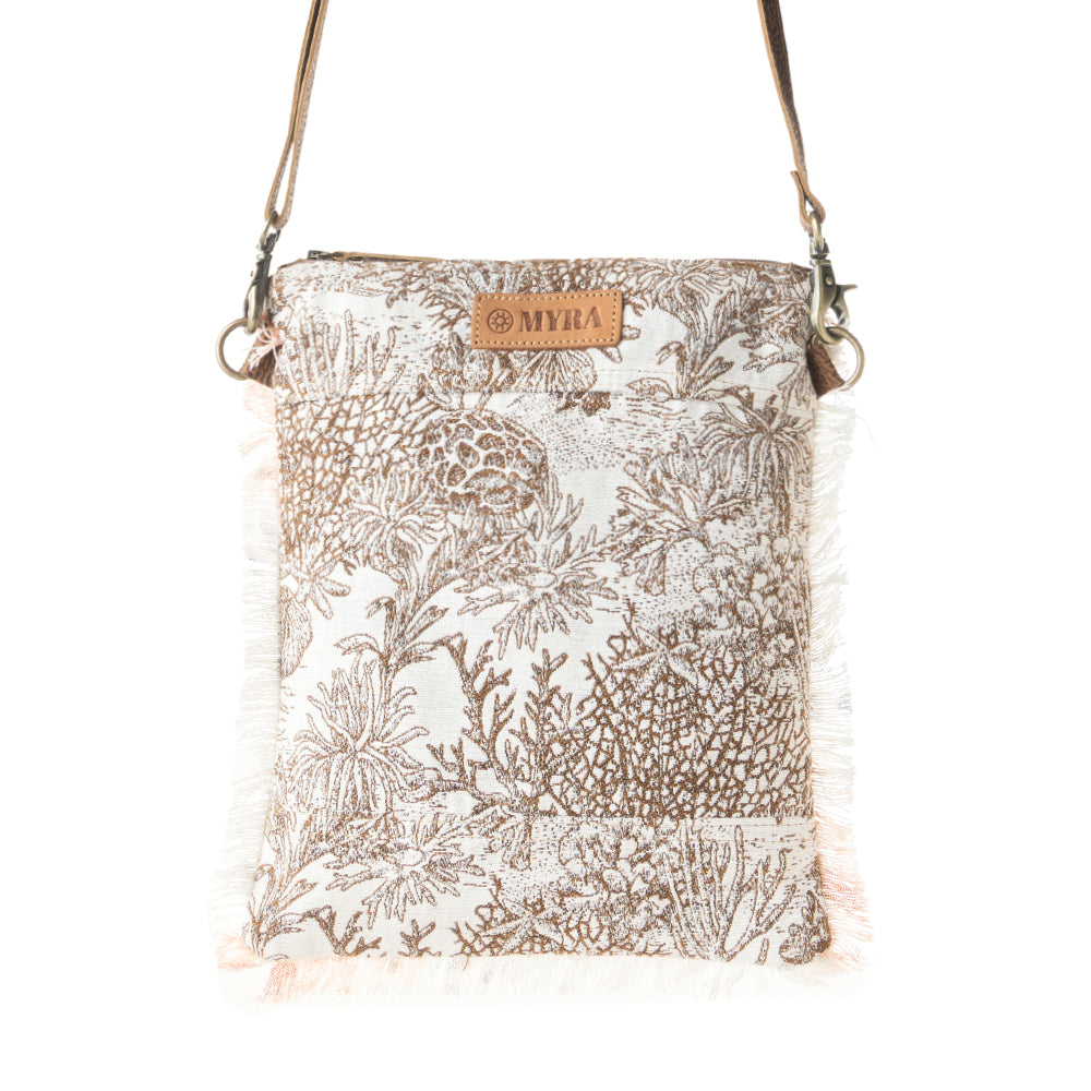 Myra Loom Tapestry vintage Crossbody Bag for Women in white with fringe detail Myra USA