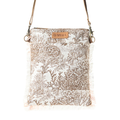 Myra Loom Tapestry vintage Crossbody Bag for Women in white with fringe detail Myra USA