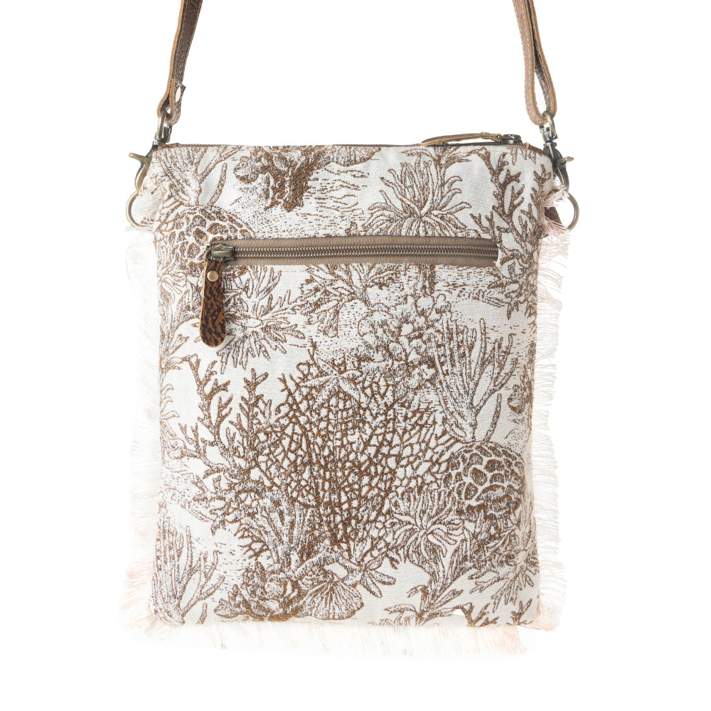 Myra Loom Tapestry vintage Crossbody Bag for Women in white with fringe detail Myra USA