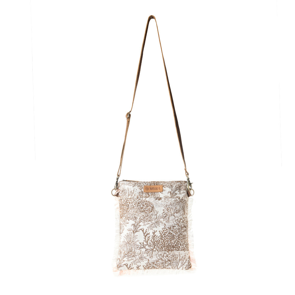Myra Loom Tapestry vintage Crossbody Bag for Women in white with fringe detail Myra USA