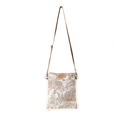 Myra Loom Tapestry vintage Crossbody Bag for Women in white with fringe detail Myra USA