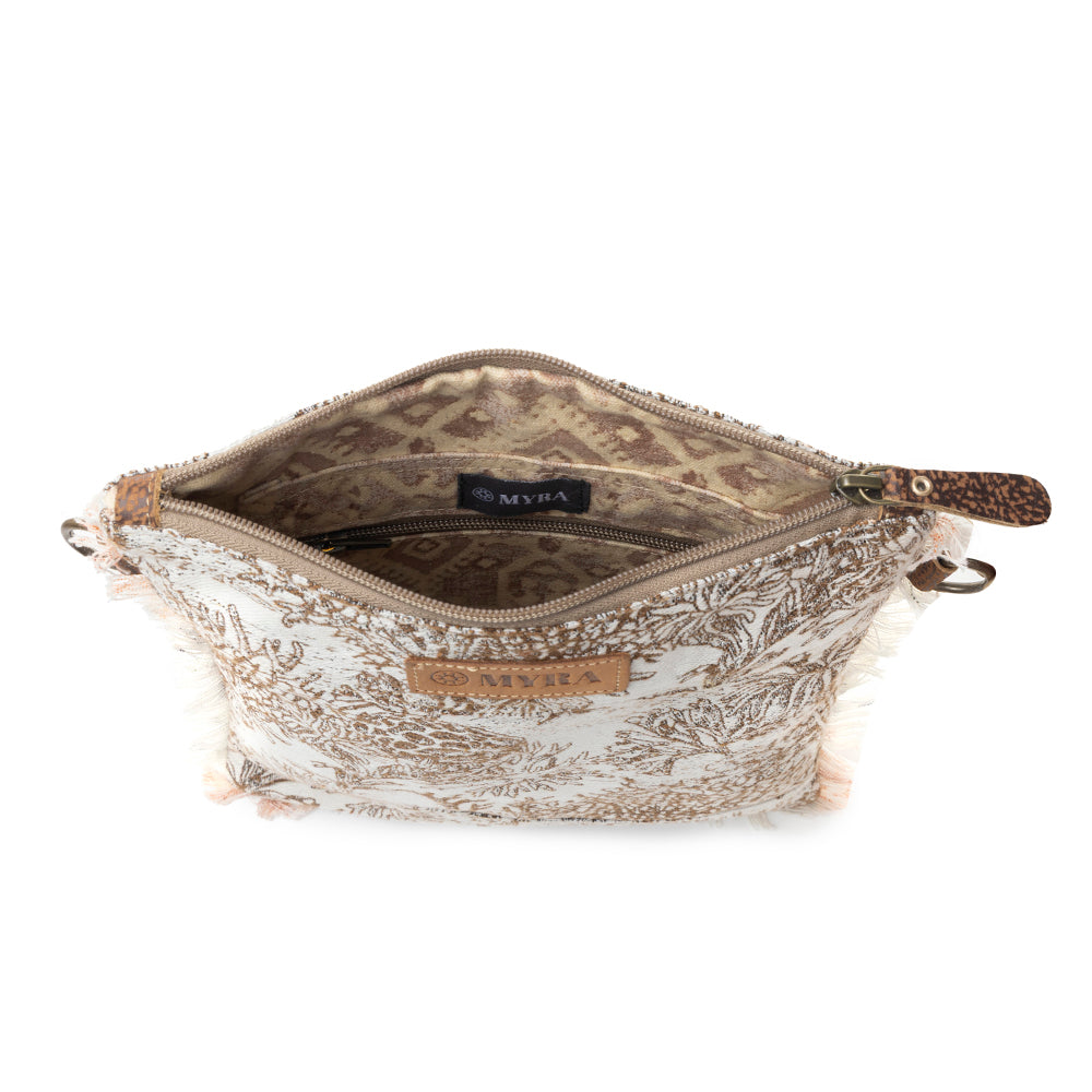 Myra Loom Tapestry vintage Crossbody Bag for Women in white with fringe detail Myra USA