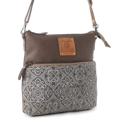 Myra Wildprint Trail Vintage Crossbody Bag for Women in olive with tile detail Myra USA