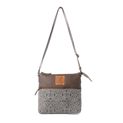 Myra Wildprint Trail Vintage Crossbody Bag for Women in olive with tile detail Myra USA