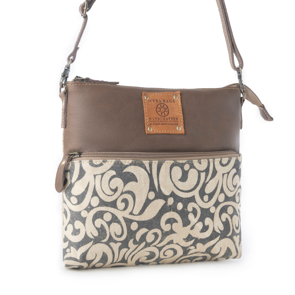 Myra Wildprint Trail upcycled canvas crossbody Bag for Women in ivory with vintage print Myra USA
