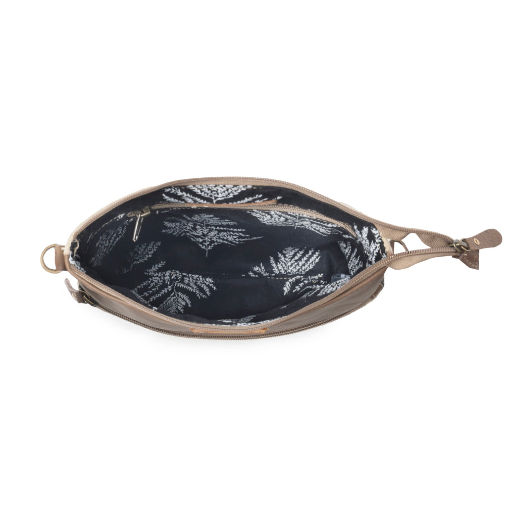 Myra Wildprint Trail upcycled canvas crossbody Bag for Women in ivory with vintage print Myra USA