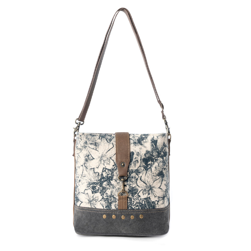 Myra Frostbloom Vintage Shoulder Bag for Women in teal with floral detail Myra USA