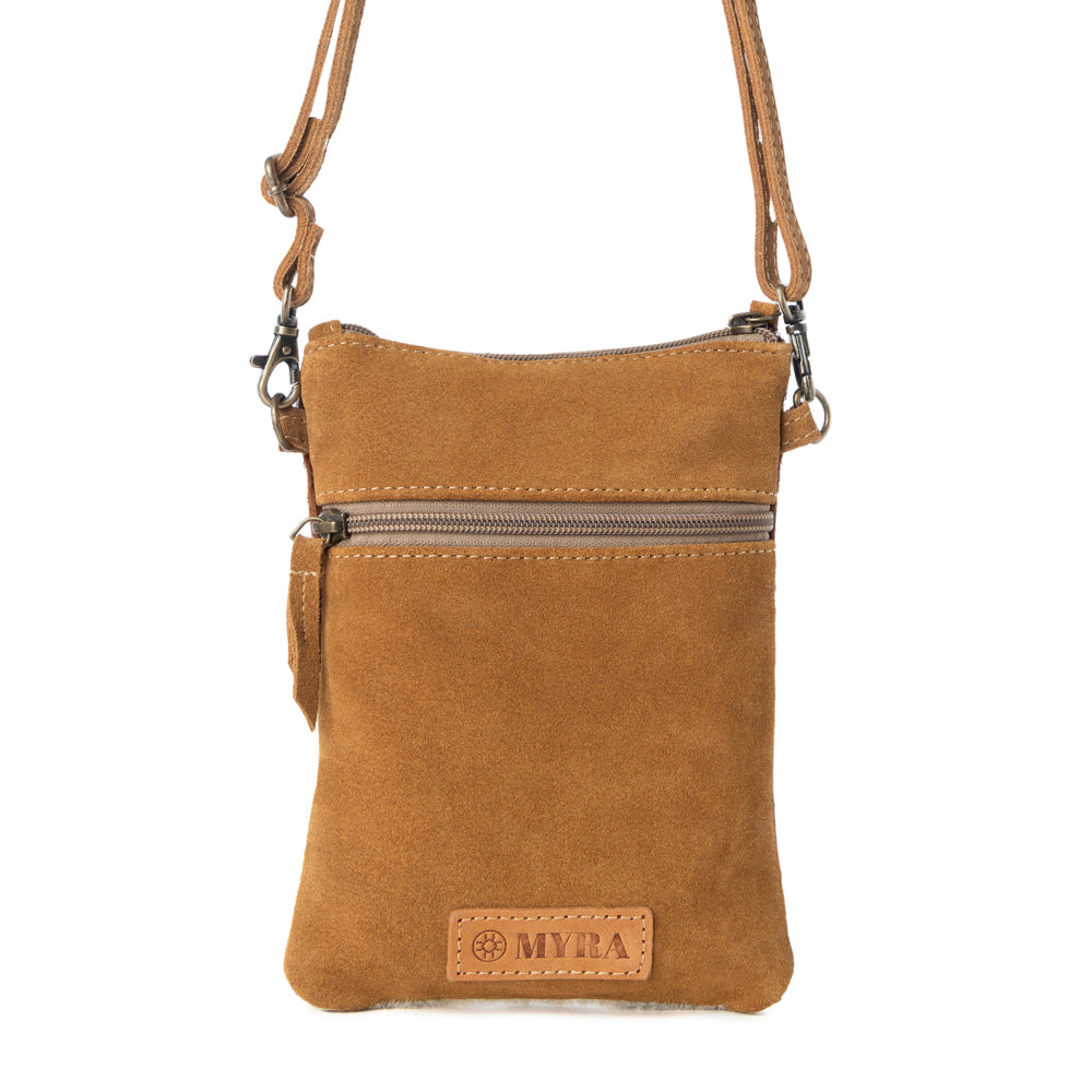 Myra Calico Hairon Crossbody Bag for Women in brown with hairon and handtooled detail Myra USA