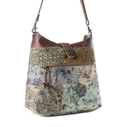 Myra Sageweave Vintage Shoulder Bag for Women in sage with patch detail Myra USA