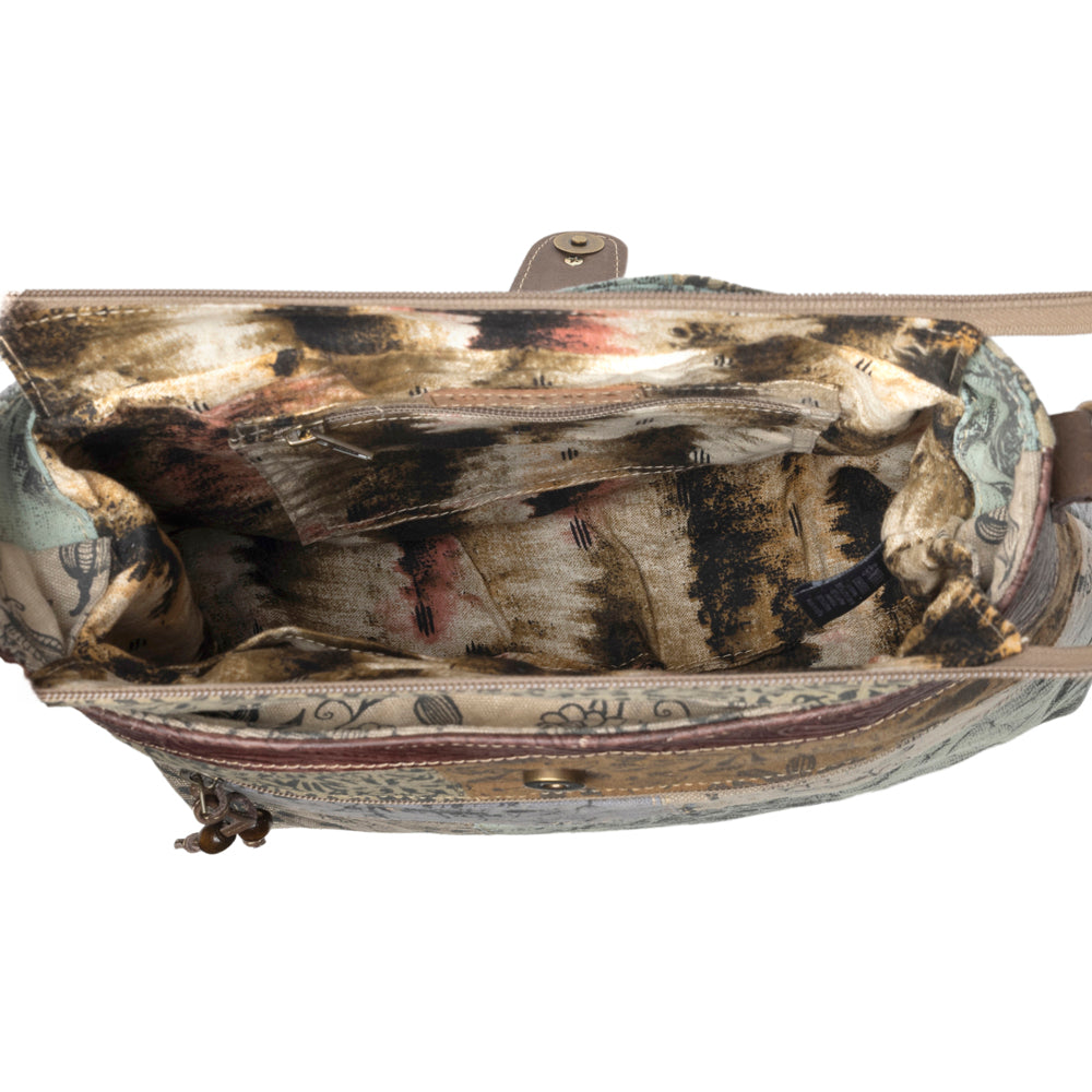 Myra Sageweave Vintage Shoulder Bag for Women in sage with patch detail Myra USA