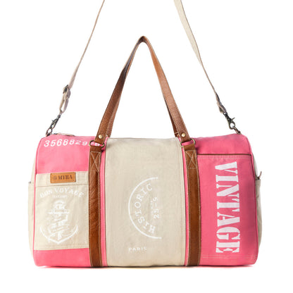 Myra Wandermark Vintage Traveller Bag for Men in pink with leather detail Myra USA