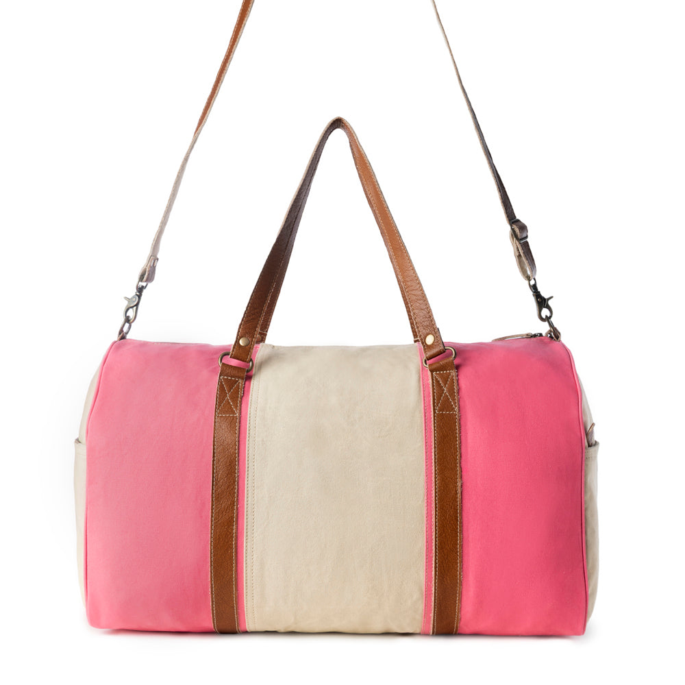 Myra Wandermark Vintage Traveller Bag for Men in pink with leather detail Myra USA