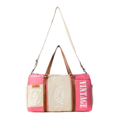 Myra Wandermark Vintage Traveller Bag for Men in pink with leather detail Myra USA