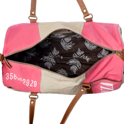 Myra Wandermark Vintage Traveller Bag for Men in pink with leather detail Myra USA