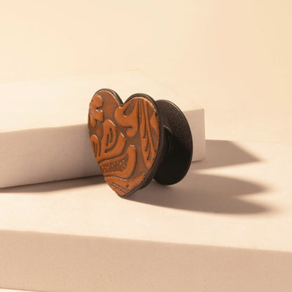 Myra Cowgirl Heart Phone Socket for Women in brown with handtooled detail for everyday use Myra USA