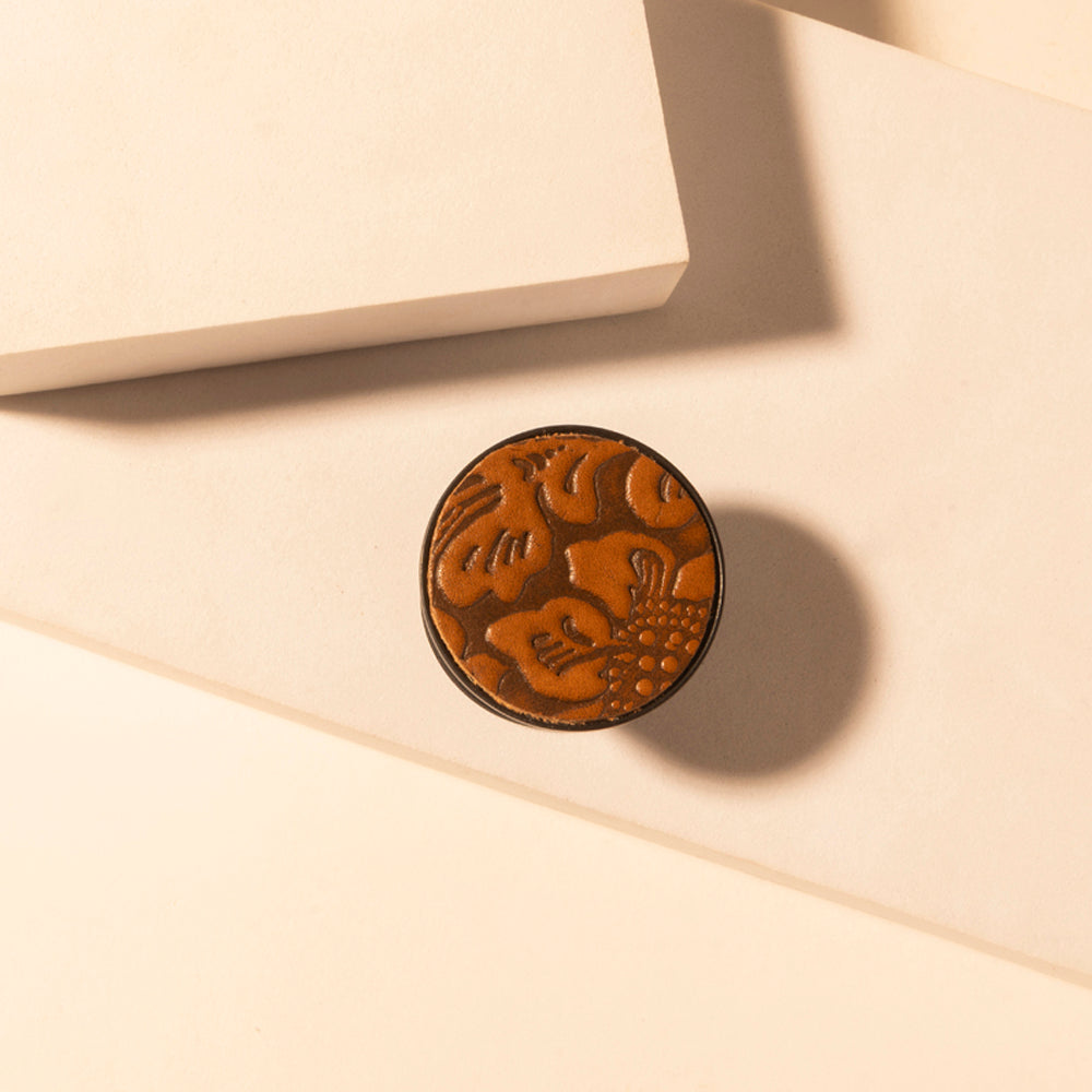 Myra Magnolia Trail Phone Socket for Women in brown with handtooled detail for everyday use Myra USA