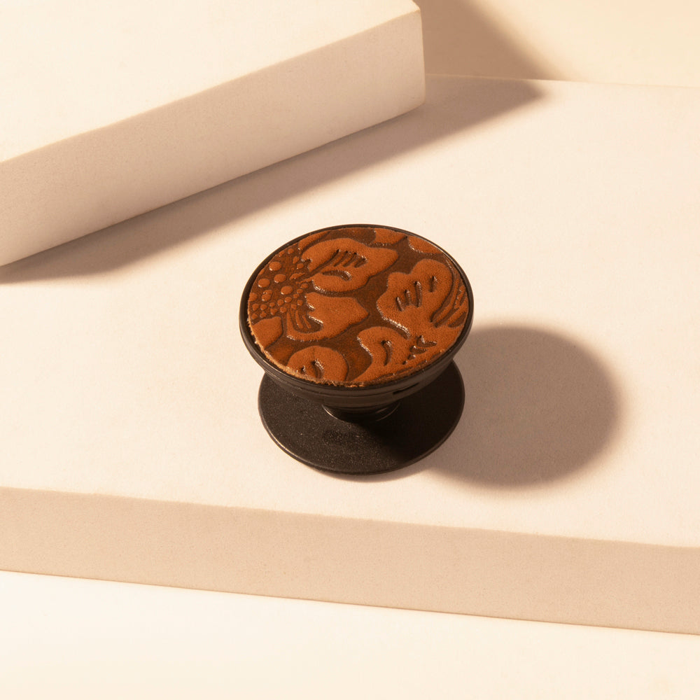 Myra Magnolia Trail Phone Socket for Women in brown with handtooled detail for everyday use Myra USA