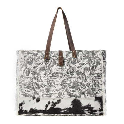Myra Wildfern Hide Western Weekender Bag for Women in ivory with hairon detail Myra USA