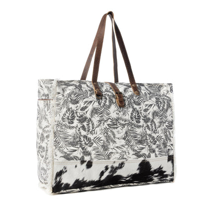 Myra Wildfern Hide Western Weekender Bag for Women in ivory with hairon detail Myra USA