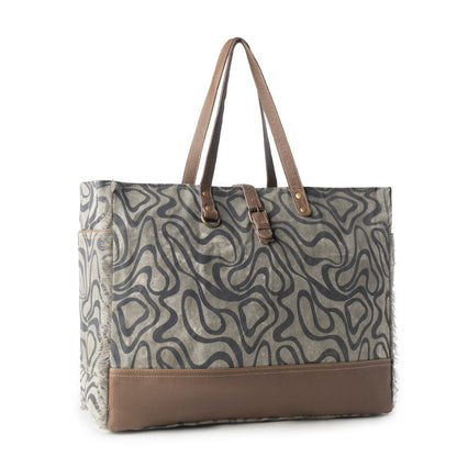 Myra Riverbed Trail Weekender Bag for Women in olive with vintage print detail Myra USA