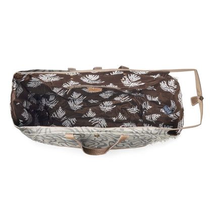Myra Riverbed Trail Weekender Bag for Women in olive with vintage print detail Myra USA