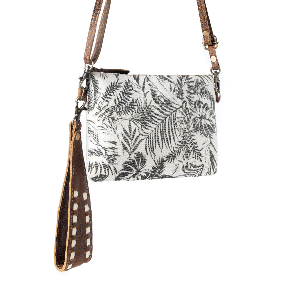 Myra Frondtrail upcycled canvas Belt Bag for Women in ivory with leather detail Myra USA